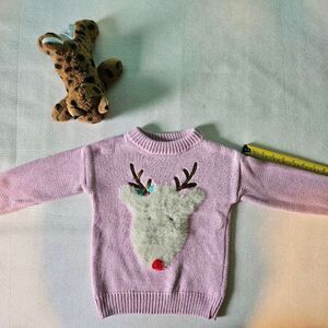 girl pink deer patten sweater